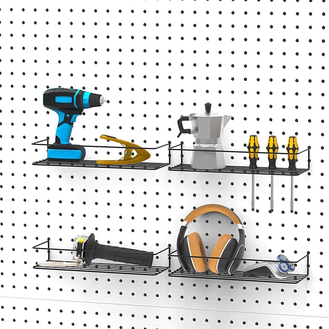 Pegboard Shelves, Peg Board Hooks, Organizer, for Storing A Variety of Tools, 2 Packs, Black