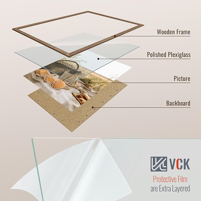 VCK 18x24 Poster Frame 5 Pack, Brown Walnut Wood Picture Frame, Exclusive Wood Grain, Wall Mounting Hanging