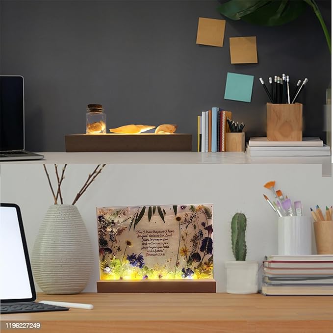 11.81 inch Rectangle Display Pedestal, Warm Color Rectangle Led Lights Display Base, Crystal Wooden Lighted Base Stand for Acrylic, Crystal, Night Light, Glass Resin Art