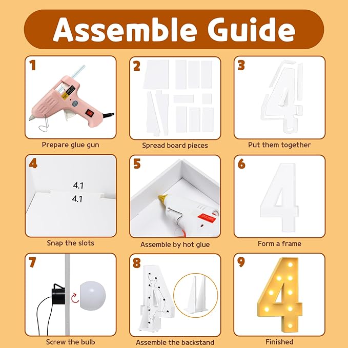 imprsv 3FT Light Up Numbers Letters, Marquee Numbers for 40th Birthday Decorations Anniversary Party Decor, Mosaic Numbers for Balloons Numbers 4, Pre-Cut Foam Board Kit