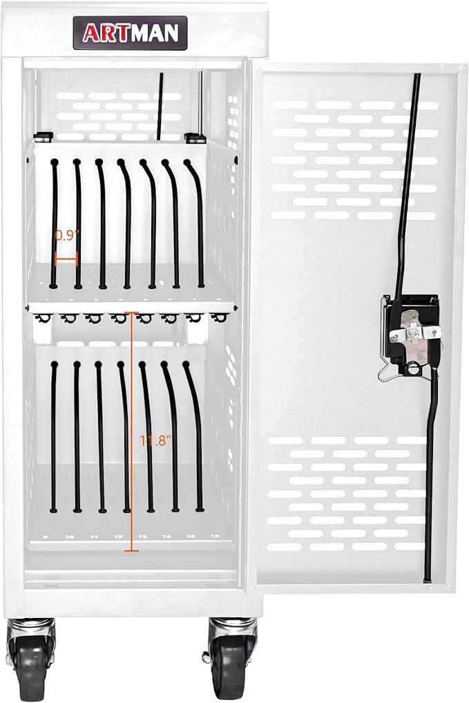 Laptop and Tablet Charging Cart, 16 Unit Device Mobile Charging Station for Chromebook, Tablet, Laptop, with Charging Port Screen Size Up to 16.3", Suitable for Office, Classroom, etc (Antique White)