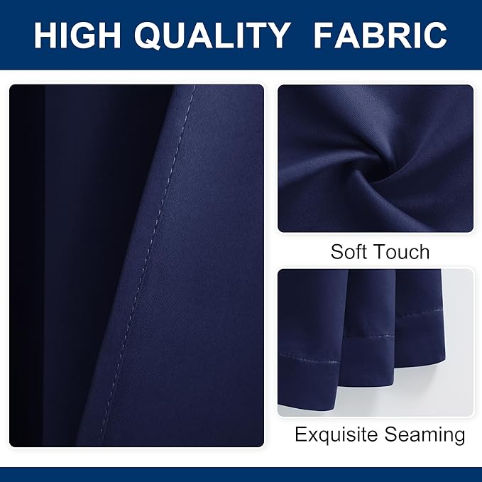 Hiasan Patio Sliding Room Divider Door Curtains - Extra Wide Privacy Room Thermal Insulated Blackout Curtain with Back Tab & Rod Pocket for Bedroom Partition(100 x 108 Inches, Navy Blue)