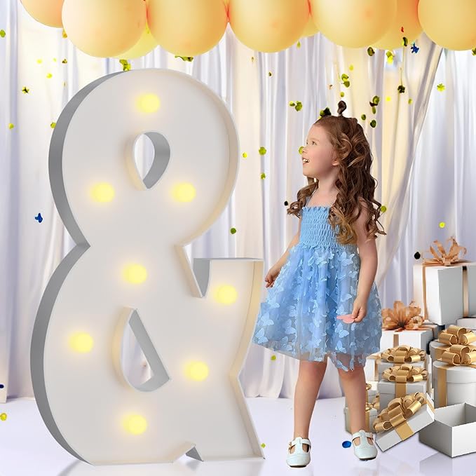 imprsv Marquee Light Up Letters, 3FT Marquee Letters Mosaic Light Up Letters for Birthday Baby Shower Wedding Engagement Party Backdrop Decor, Large Marquee Letters for Party Decorations, Letter &