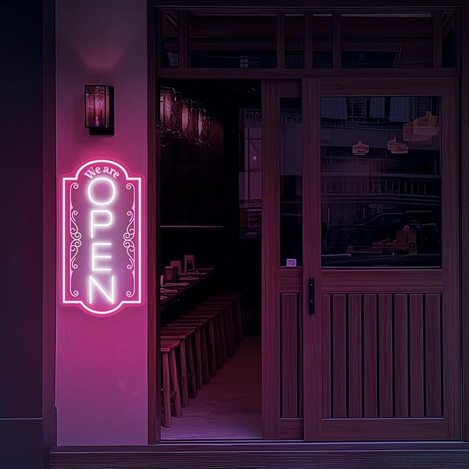 Vertical open sign Vertical Open Led Sign Neon Sign business window light vertical open signs for business (Mix color 2 LARGE SIZE 30x16")