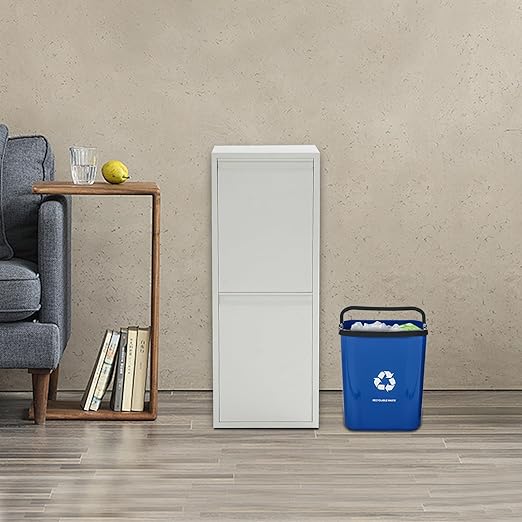 Dual Tilt Out Trash Can Cabinet Waste and Recycling Bin Combo Large Garbage Cans for Kitchen Home Stainless Steel Dog Proof Trash Can Cabinet