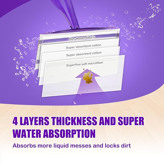 40 Pack WetJet Refills Compatible with Swiffer Mop - Wet Jet Pads for Household Cleaning, for Swiffer Wet Pads Refill, 4 Layers Thickened & Durable | Heavy-Duty Absorbent | Strong Stickiness