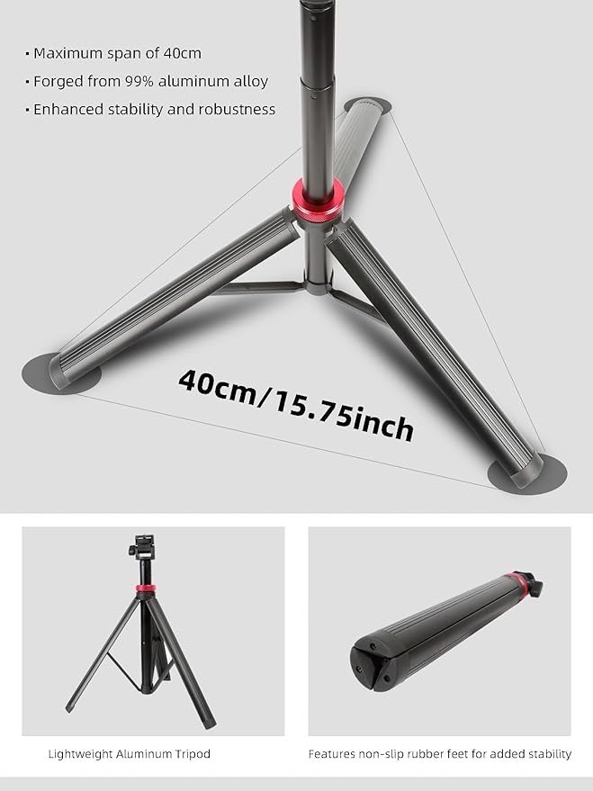 Xik Portable 81" iPad Tripod Stand, Extendable Aluminum Alloy Travel Tablet Tripod Holder, Compatible with iPad Pro, iPhone, Kindle & All 4.7-12.9" Tablets（Extendable Height: 14.4" to 81" ）