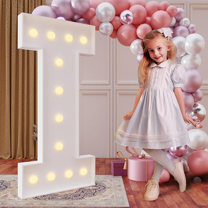 imprsv 4FT Marquee Light Up Letters for Birthday Party Decorations Large Marquee Letters for Wedding Event Bridal Shower Engagement Anniversarty Party Decor,Letter I