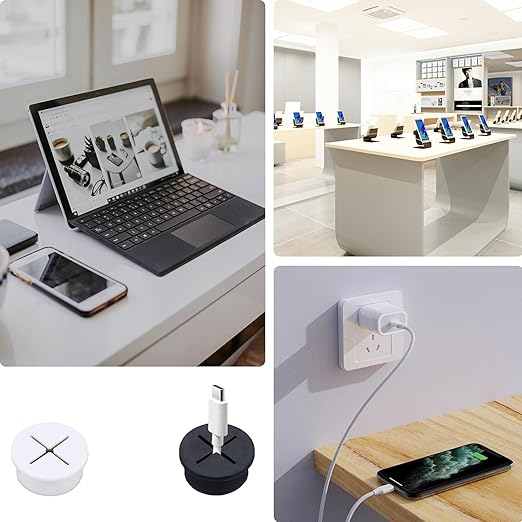 TuTuYa 10PCS Desk Grommet, Desk Grommet 1 Inch (25mm) Desk Cable Grommet Desk Cable Hole Covers with Hole Saw, Ideal Solution for Office and Home Table Cable(White)