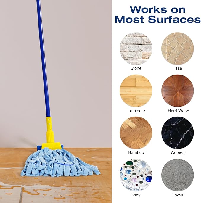 Matthew Cleaning Microfiber Tube Mop(Large,Blue,12Pack) Heavy Duty Mop Head Replacement,Excellent Absorbency,Premium launderability,Reusable,Loop end for Home,Commercial&Industrial Use