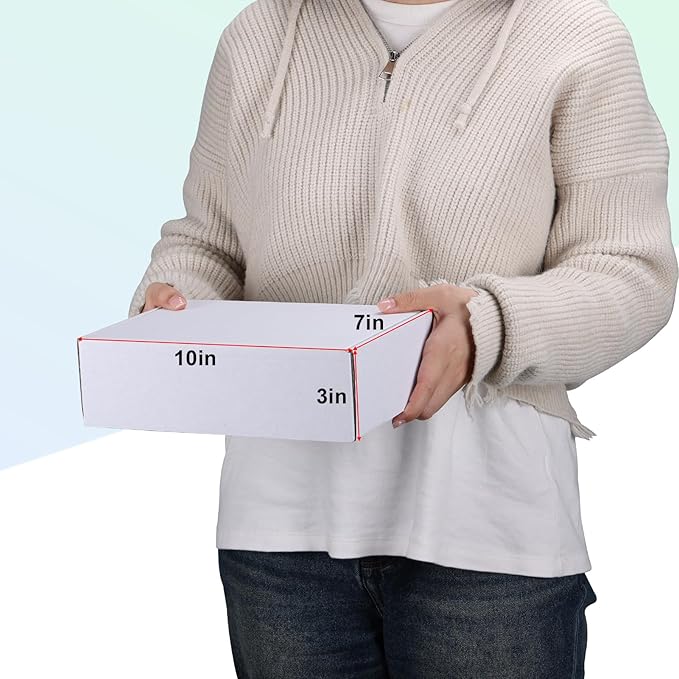MEBRUDY 10x7x3 Inches Shipping Boxes Pack of 25, White Corrugated Cardboard Box for Mailing Packing Literature Mailer