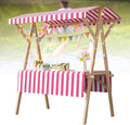 Collapsible Mobile Market Stall Carts Vendor on Wheels, Wood Outdoor Vendor Cart, Easy to Assemble for Parties, Birthdays, Weddings, Bar(Pink1,150cm/59in)