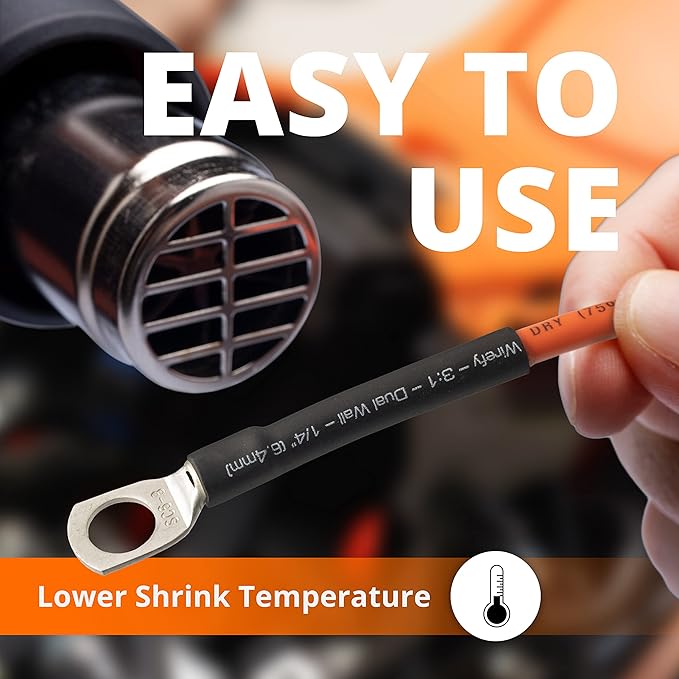 Wirefy 5/8" Heat Shrink Tubing - 4:1 Ratio - Adhesive Lined - a resistant Heat Shrink - 50 Feet Roll - Black