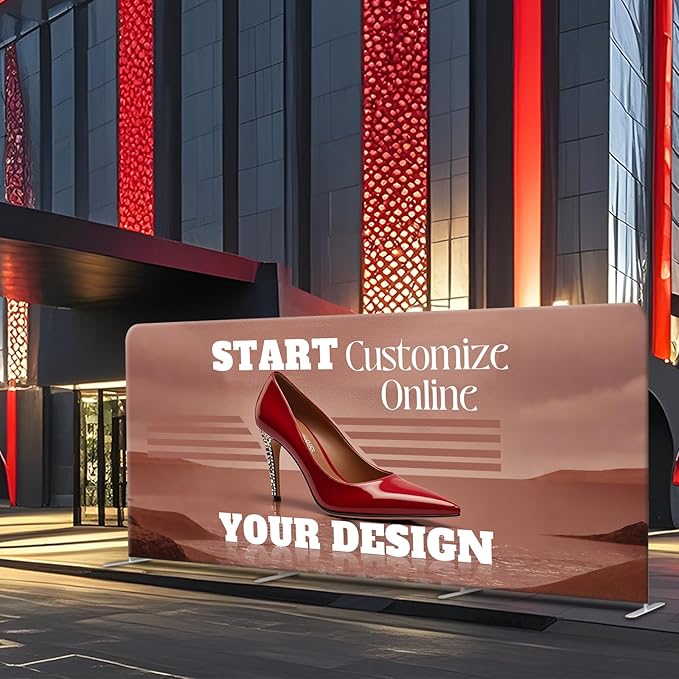 Custom Tension Fabric Display Backdrop Trade Show Backdrop Banner Stand for Weddings, Events, Booth (Double Sided Print 7.5x13 Ft)