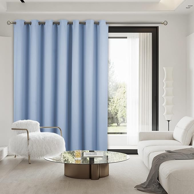 BGment Fashion Sliding Door Curtain 180 X 96 Inches, Wide Thermal Blackout Curtains Room Darkening Room Divider Window Drape, 1 Panel, Spa Blue, 96 Length X Wide 180