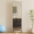 brisafe 63"x20" Ultra-Light Mobile Floor Mirror with 360° Wheels, 0.04mm Shatterproof Nano Film for Home Gym/Yoga/Dance Studio & Commercial Use | 60% Insurance Savings | Silver