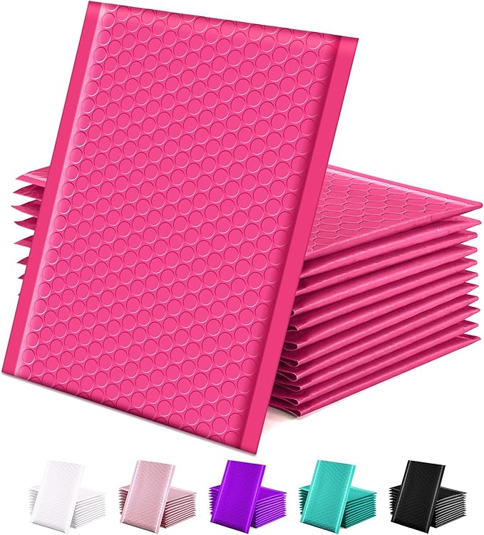 GSSUSA Bubble Mailers 6x10 Inches 25Pack Usable Size 6x9" Small Bubble Mailer Bubble Envelopes Mailing Envelope Bags Shipping Bag Self Seal Package Mail Packing Business Supplies, Pink