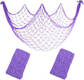 2 Pack Fish Net Decorations - 80x40 Inch Purple Fishing Net Decor for Under The Sea Hawaiian Beach Themed Party, 3mm Thick Natural Cotton Versatile Nautical Netting for Wall Table Halloween Decor