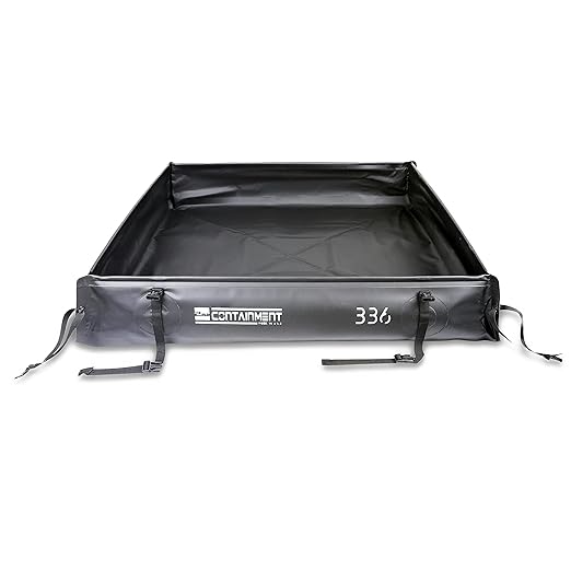 Folding Duck Pond - Portable Spill Containment Go Berm - 18 oz PVC, 3’x3’x6” - Black