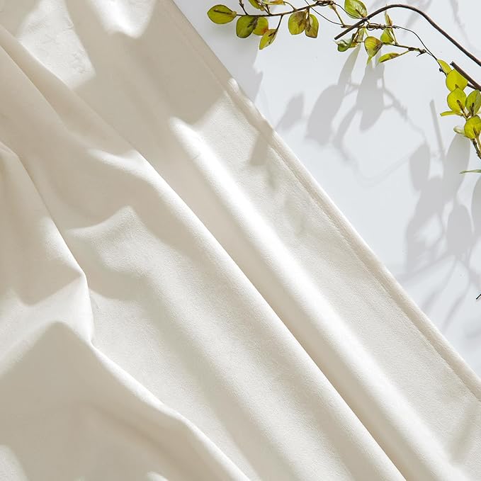 MIULEE Ivory Velvet Curtains 96 inches Long, Pinch Pleated Blackout Drapes with Hooks, Cream Thermal Insulated Pinch Pleat Panels for Bedroom Living Room, 2 Panels