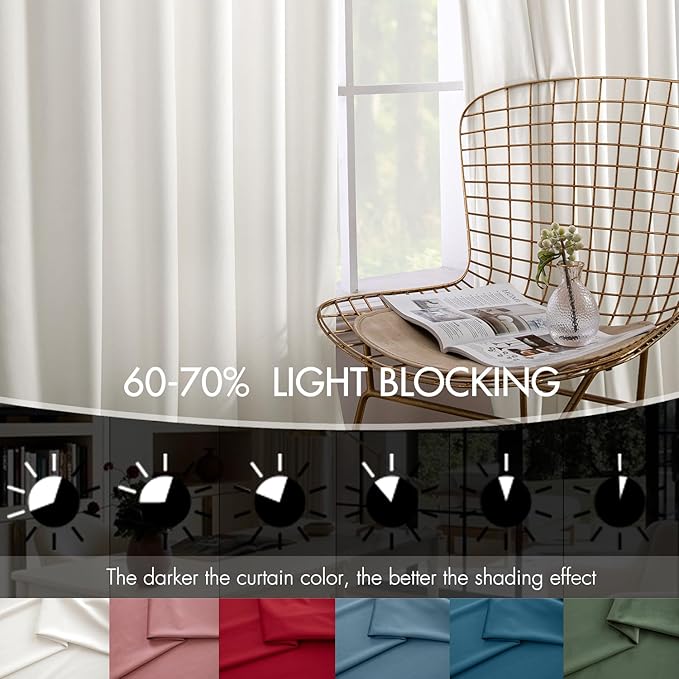 MIULEE Velvet Curtains 100 Inches Long 2 Panels Set for Living Room Bedroom, Cream Pinch Pleat Back Tab Luxury Thermal Insulated Light Blocking Drapes Pleated Blackout Window Curtains with Hooks Ivory