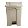 Safco Step On Plastic Trash Can with Foot Pedal, 17 Gallon Garbage Can for Kitchen, Indoor or Outdoor Use, Hands Free, Tan