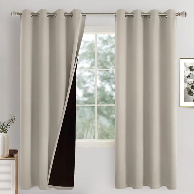 Camel Blackout Curtains for Bedroom 72 Inch Length 2 Panels Set, Thermal Insulated 100% Sun Blocking Soundproof Grommet Heavy Thick Window Curtains, Each 52 Inch Wide, Cashmere