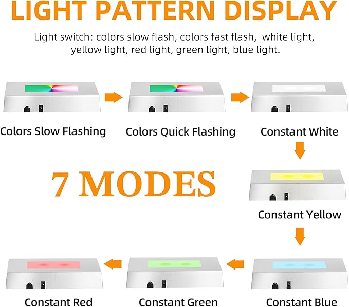 EUSTUMA LED Light Base Rectangle Display Stand In A Variety of Colors,Lighted Up Stand Color Changing Small LED for 3D Glass Crystal Art,Holiday Party Decoration. (Silver, Medium)