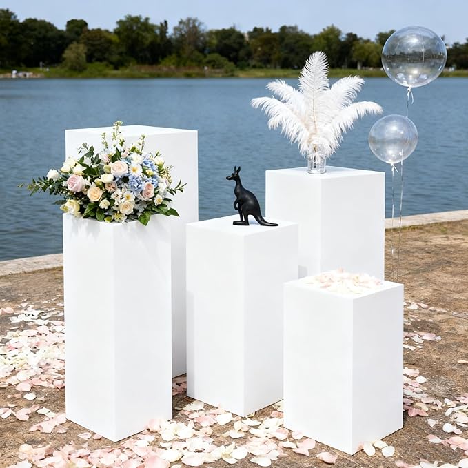 5 Pack Cake Pedestal Stands, Square Pedestal Display Plinth Pillars, Column Decoration Cube for Cake Shops, Dessert Shops, Weddings
