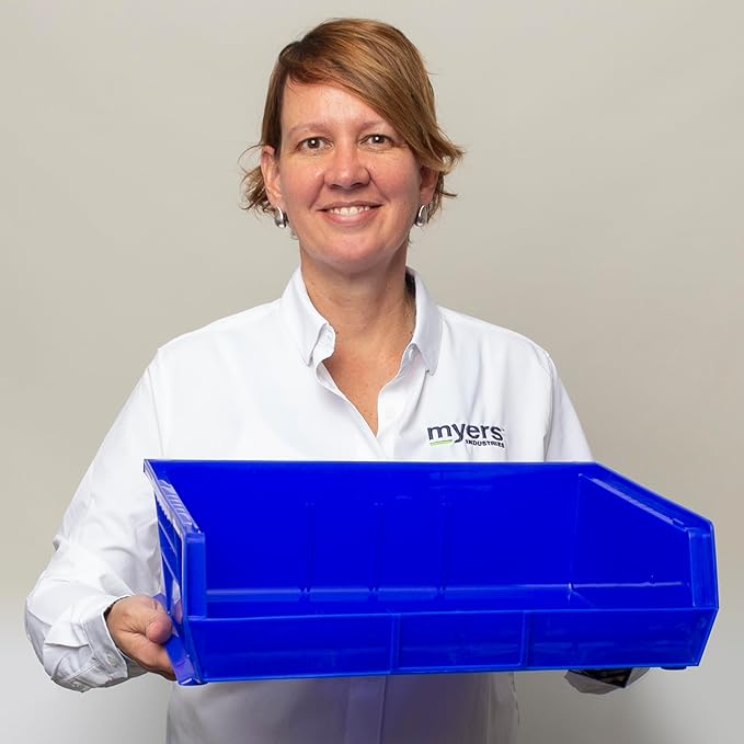 Akro-Mils 30255 AkroBins Plastic Storage Bins, Space-Saving Stackable Bins for Garage, Pantry, Craft Organization, 11-" x 16-" x 5-", Yellow, 6-Pack