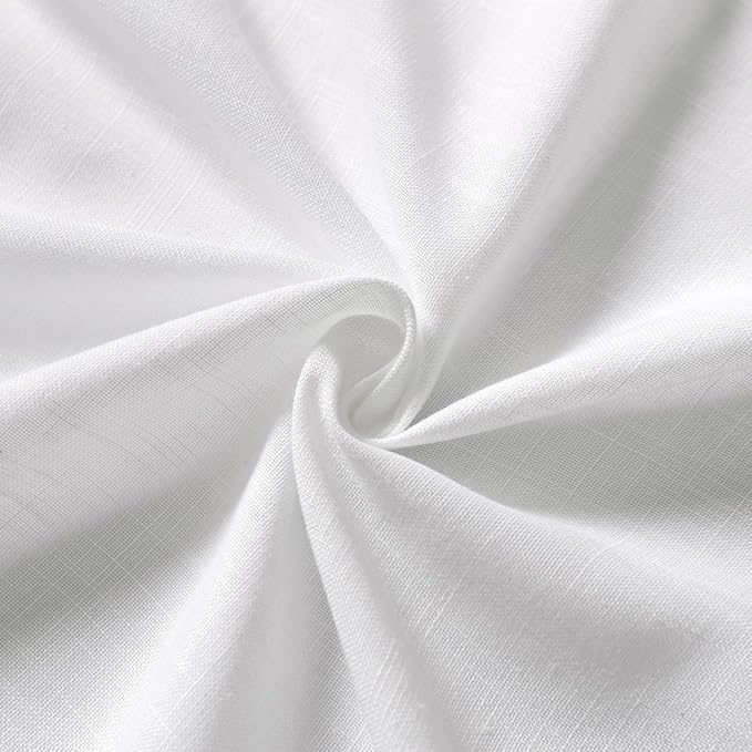 Nanspring White Solid Cafe Curtains 54 Inch Length Set 2 Panel Back Tab Pocket Drapes Semi Sheer Short Linen Textured Curtain Tiers Modern Decor for Small Bathroom Window Kitchen Basement 38x54