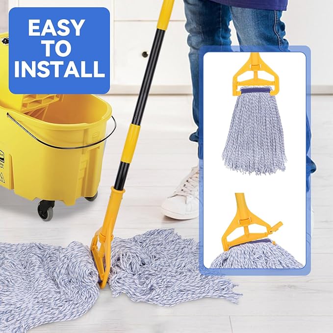 Commercial Heavy Duty Mop Heads Replacement for Rubbermaid: 6 Packs Industrial Wet Mop Head for Floor Cleaning - Commercial Products Wet Refills