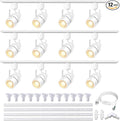 White Track Lighting Heads Kits, Dimmable 12-Light GU10 LED Track Lights Extended 14.76Ft H Type Track Rails 10W 3000K Natural Light Ceiling Spotlight Fixture with Replaceable GU10 LED Bulbs