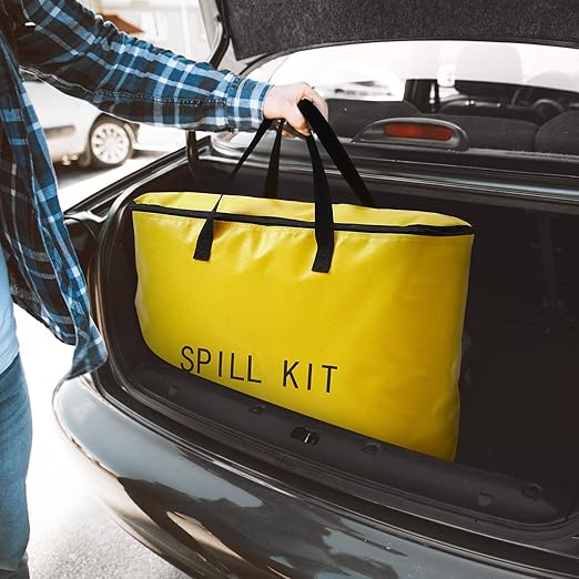 4 Pcs Spill Yellow Portable Bag kit Only, Universal Portable Emergency Yellow Duffle Spill Bag, 20 x 17 x 5 Inches, No Other Leak Handling Accessories are Included