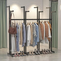 Black Clothing Racks with 8 Arms, Metal Clothing Racks for Hanging Clothes, Freestanding Garment Rack Heavy Duty, 46" to 63" Adjustable Height Retail Clothing Rack for Boutiques Display