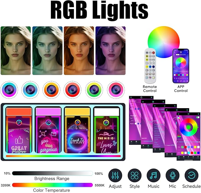 Magic Mirror Photo Booth 65" with 32" Touch Screen Selfie Mirror Photo Booth Machine with Flight Case Remote Control Ring Light for Event Rental Wedding Party (65-32in Black)