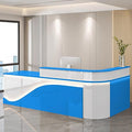 Modern Reception Desk – Front Desk, Reception Counter for Office, Checkout Counter, LED Lighting, Storage, Soft Close Drawers, Custom Logo, Fully Assembled (N,100IN)