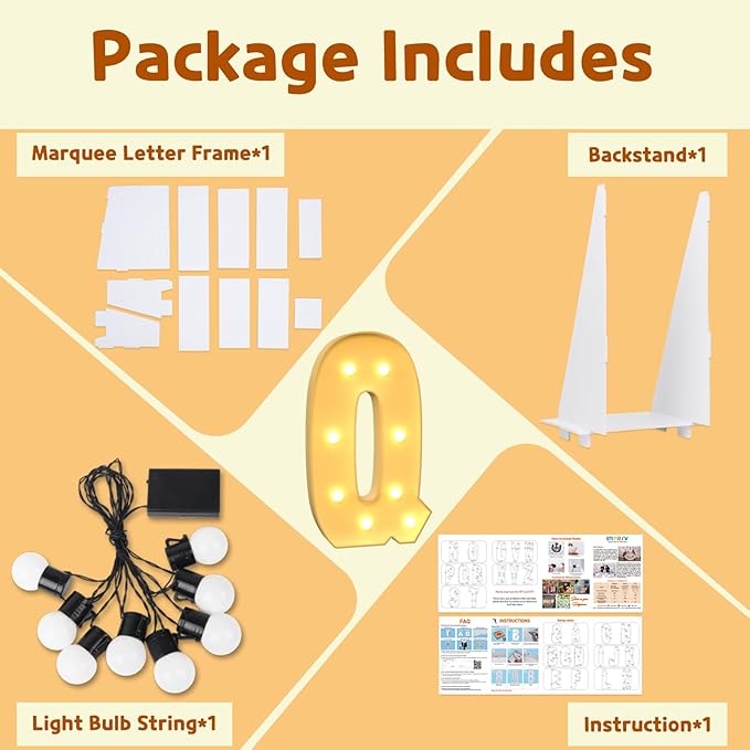 imprsv 3FT Marquee Letters, Mosaic Light Up Letters for Birthday Baby Shower Wedding Engagement Party Backdrop Decor, Large Marquee Q for Party Decorations