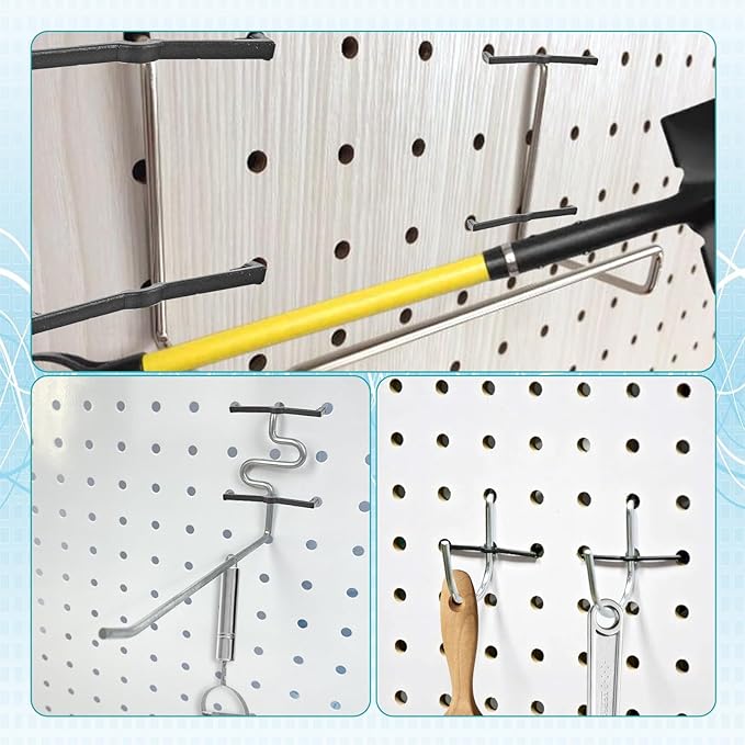 Pegboard Clips, 50PCS Pegboard Hook Locks, Hook Keeper, Peg Board Clips, Locking Pegboards Hooks, Peg Board Holders for 1/4" & 1/8" Pegboards
