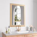 Amorho Bathroom Mirror for Wall, 22" X30" HD Reflection Metal Framed Mirror, Anti-Rust, Hang Horizontally/Vertically, Suitable for Bedroom, Farmhouse, Bathroom, entryway (Oak Wood Grain)
