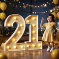 Marquee Numbers 3 Feet Tall Large Light Up Numbers 21st Birthday Decorations Big Yellow Light Outdoor Anniversary Decorations Balloon Arch Kit Party Backdrop 21