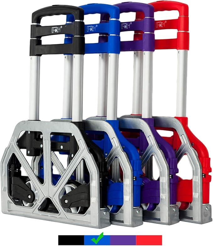 FCH Folding Hand Truck Aluminum Portable Folding Hand Cart 165lbs Capacity Hand Cart and Dolly Ideal for Home, Auto, Office,Travel Use,Blue