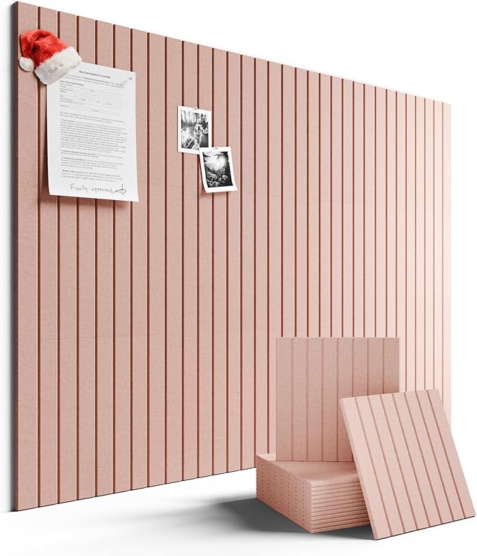 Large Felt Bulletin Board 48" x 36" Cork Board Alternative-12 Pack with 70 Safe Removable Adhesive Tabs, Cork Boards for Walls Cork Board for Home Office Classroom Pin Board (Pink)