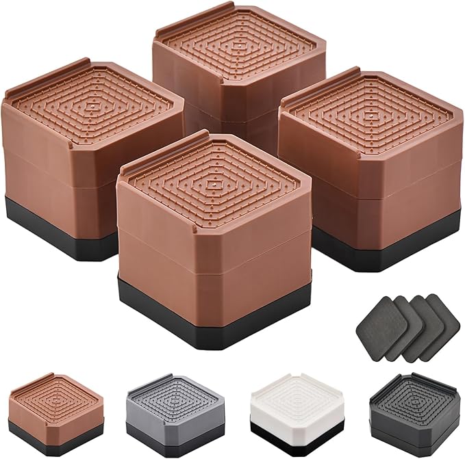 Bed Risers Furniture Risers Heavy-Duty Rectangular Adjustable Block Lift to 3 inches and 4.3 inches Desk, Sofa, Chair Legs, Refrigerator, Washing Machine Support up to 4000 pounds
