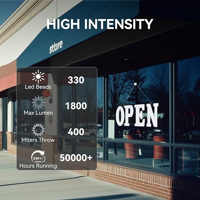 30" x 10" Large LED Open Sign with Remote Control High Bright Visibility Business Open Sign 14 Mode Suitable for Shop, Bar, Hotel, Retail and Restaurant