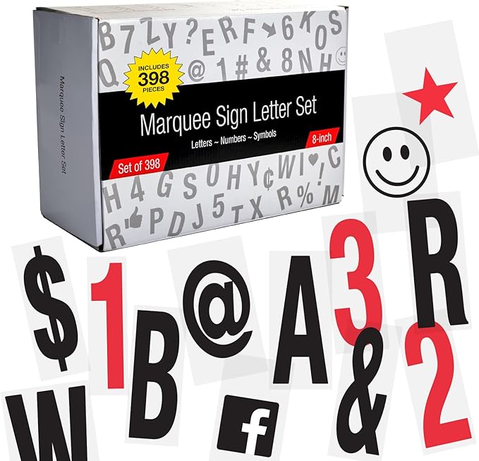 Excello 8" Red and Black Marquee Sign Letter Box Set