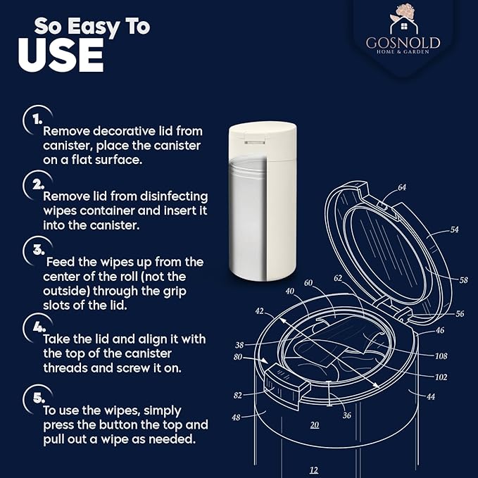 Extra Large Refillable Wet Wipes Dispenser (Cream) | Fits Clorox, Lysol, Bleach, Sanitizing Wipes | Durable Reusable Wipes Holder for Kitchen, Bathroom, Office, School | Gosnold Home & Garden