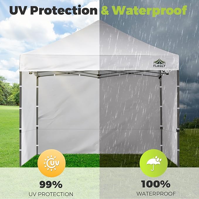Instant Canopy Sidewalls for 12x12 Pop Up Canopy Tent, 300D Waterproof Material for Outdoor Events, Vendor Booths, and Privacy (Sidewalls Only, Canopy Not Included)(White, 12x12ft-4pcs)