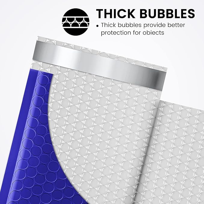 Fuxury Bubble Mailer 800Pcs 4x8 Bubble Mailers Bulk Royal Blue Shipping Padded Envelopes Usable Size 4x7” Waterproof Mailing Envelopes for Mailing,Packaging, Small Business #000