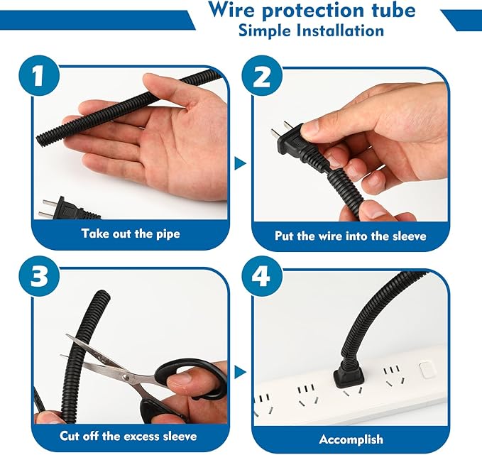 Dog Cat Cord Protector - 30 ft Chew Proof Cord Protector Electric Wires Covers Protect Wires from Chewing Through Safe Around Rabbits, Cats and Other Pets- Outside Diameter 15.8mm